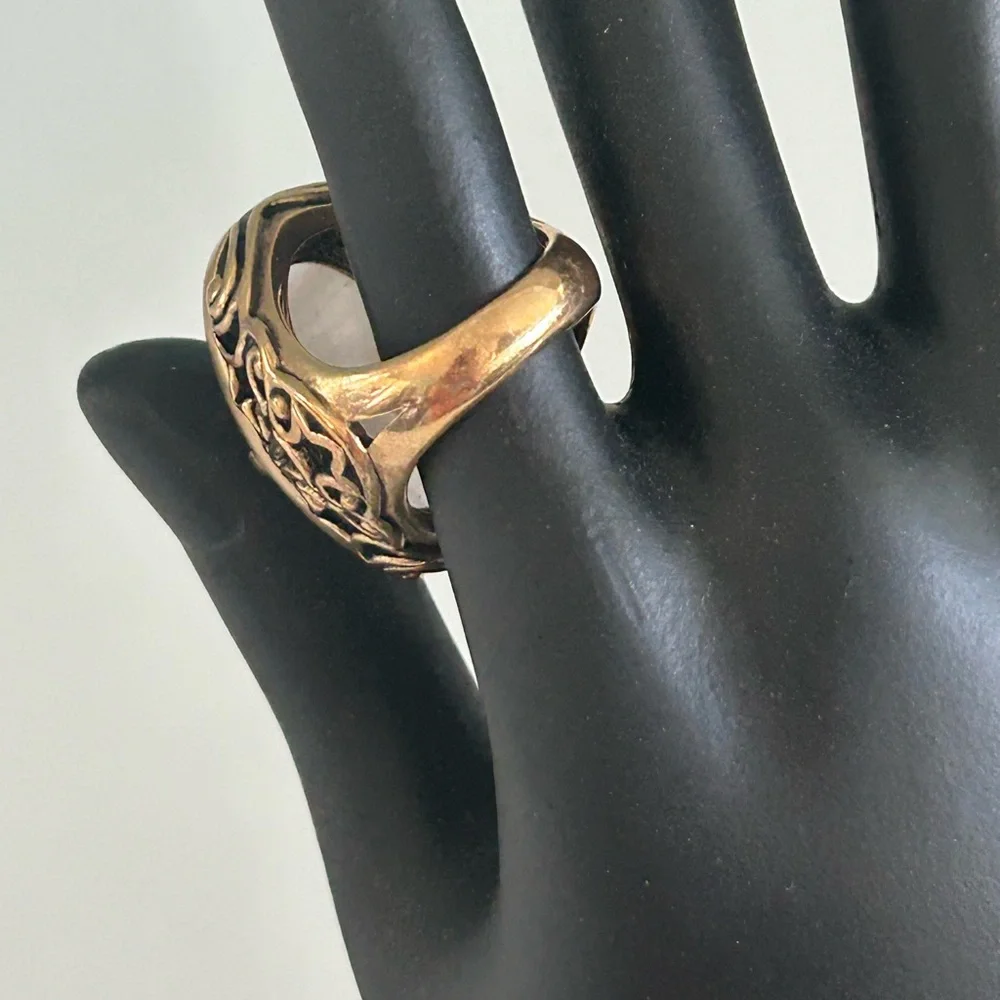 Barse Rose Quartz Brass Ring - Picture 4 of 6